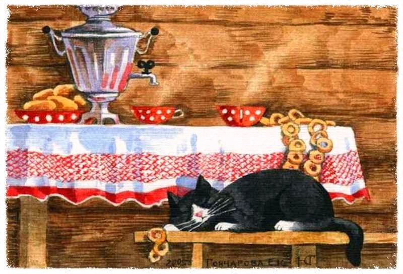 Как парятся в Русской бане (парить, русская, баня) кот на лавке