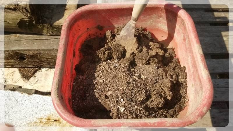 Растворы для замазки печи в бане (раствор, замазка, печь, баня) Таз с замазкой для печи